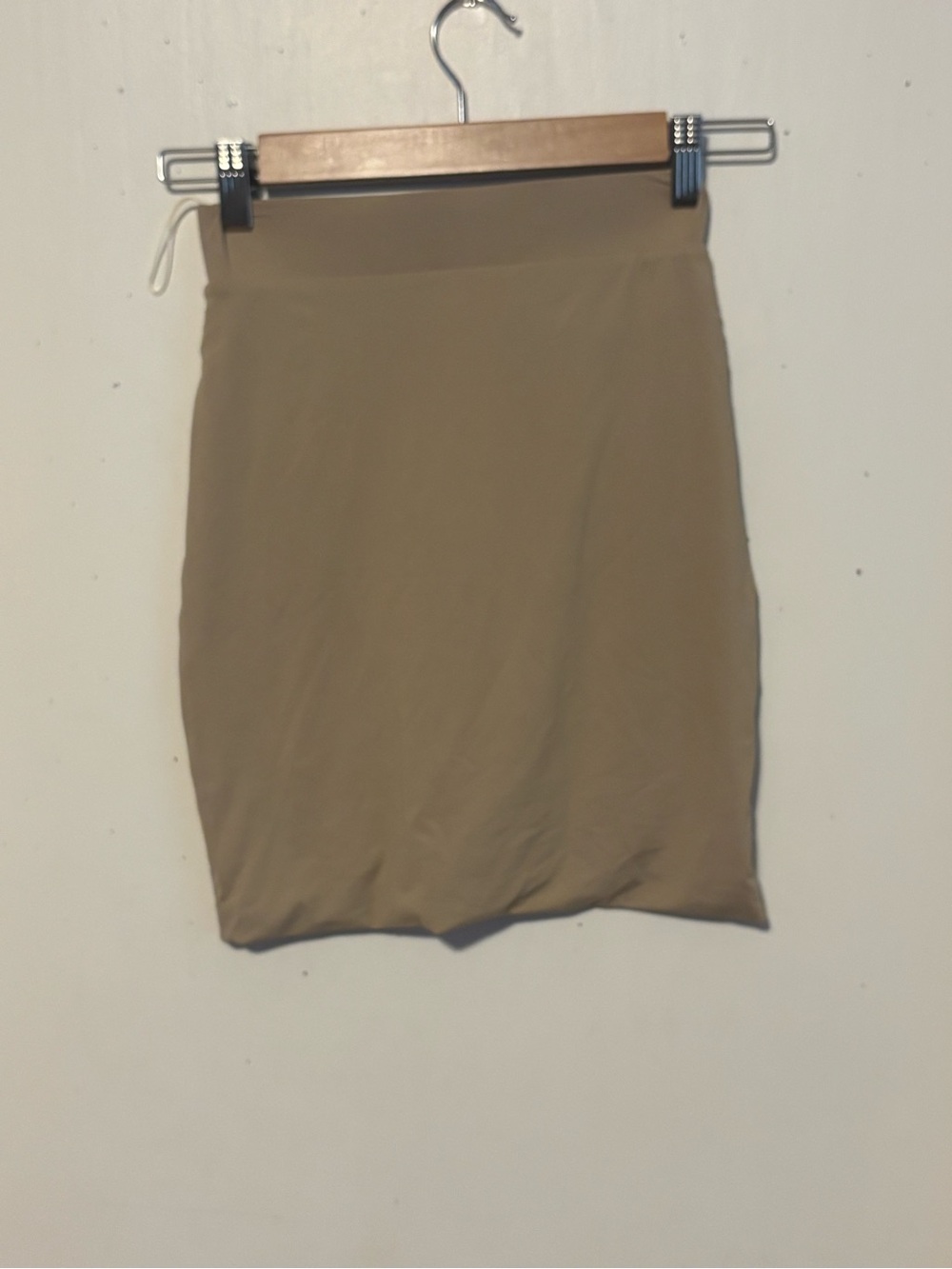 Meshki Tan High-Waist Pencil Skirt